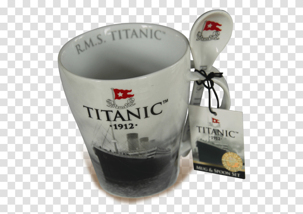 Titanic Mug And Spoon Set Titanic Mug, Coffee Cup, Milk, Beverage, Drink Transparent Png