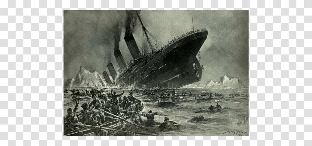 Titanic Sinking, Painting, Person, Ship Transparent Png