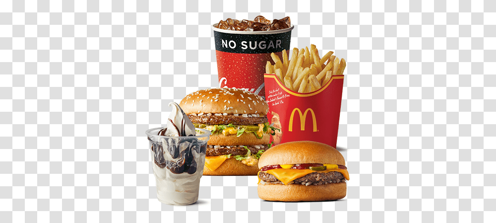 Title Big Mac Hunger Buster, Burger, Food, Fries Transparent Png