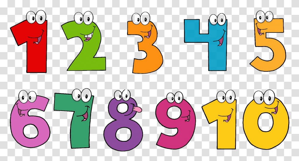 To 10 Numbers Background Cartoon, Alphabet Transparent Png
