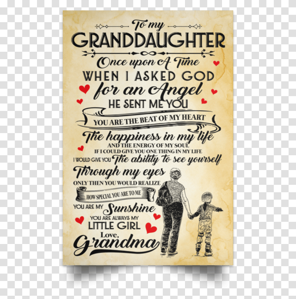 To My Granddaughter You Are My Sunshine Love Grandma Poster, Advertisement, Flyer, Paper, Brochure Transparent Png