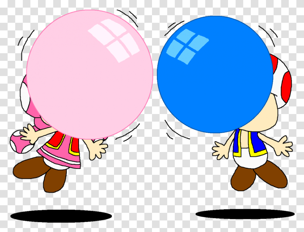 Toad And Toadette Blowing Bubble Gum Air, Balloon Transparent Png
