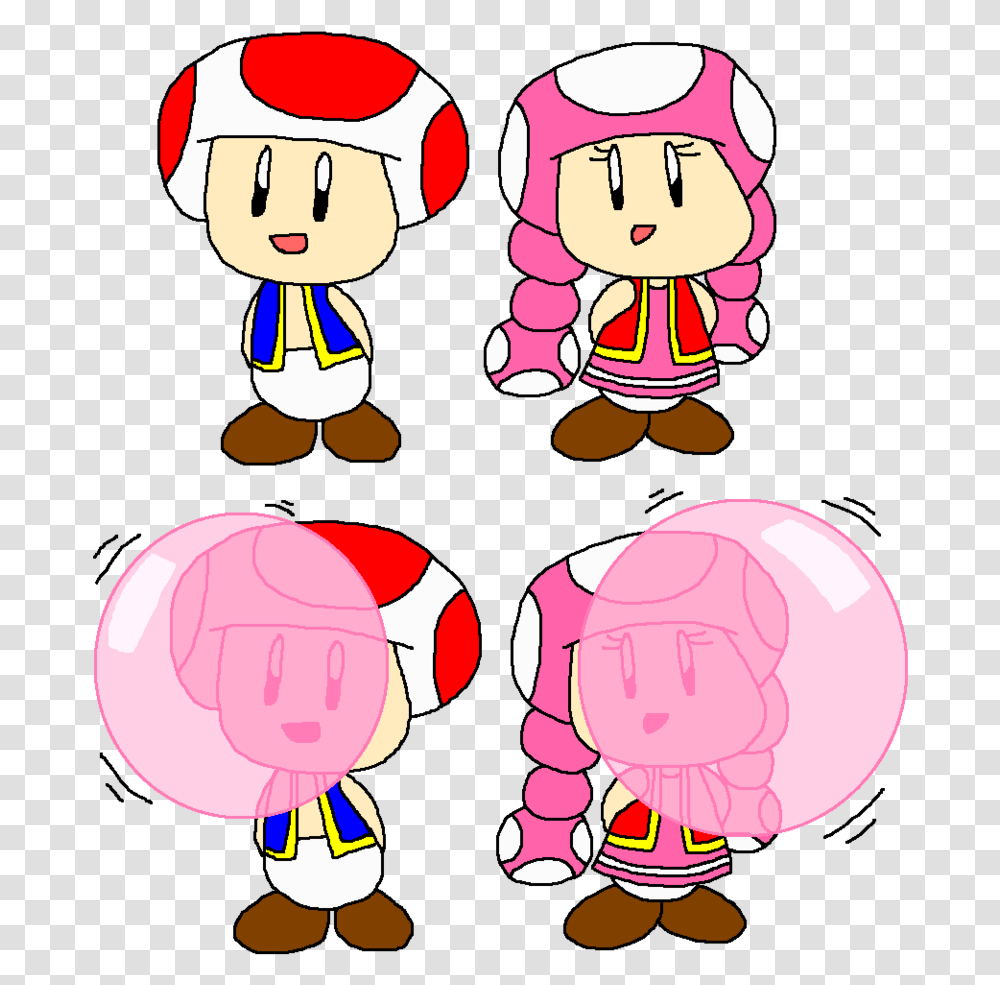 Toad And Toadette Normal And Bubble Gum By Pokegirlrules Bubble Gum Toadette Art Toad, Label, Soccer Ball Transparent Png