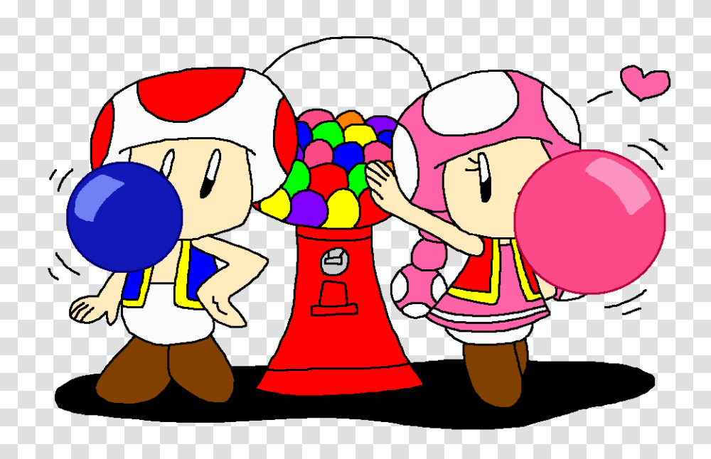 Toad And Toadette With A Gumball Machine, Elf Transparent Png