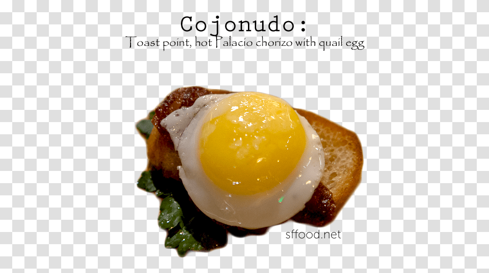 Toast Point Hot Palacio Chorizo Quail Egg At Beso Fried Egg, Food, Burger Transparent Png
