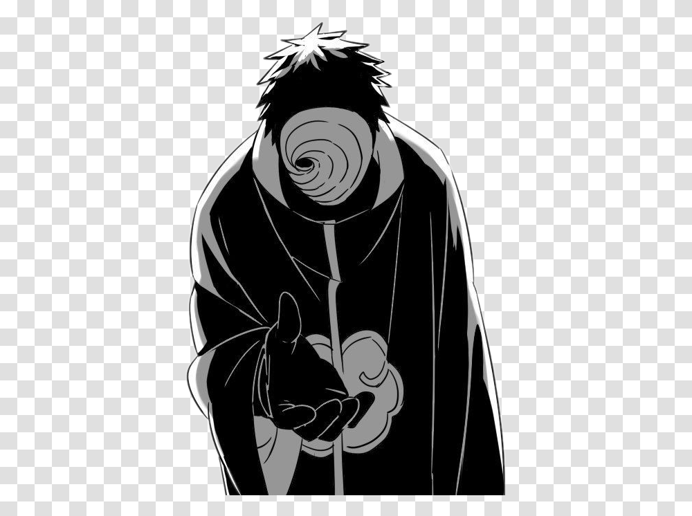 Tobi Obito Naruto Akatsuki Black And White Tobi, Person, Face, Cloak Transparent Png