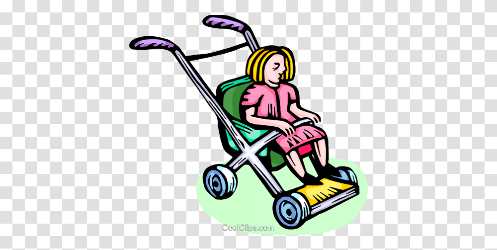 Toddler In A Stroller Royalty Free Vector Clip Art Illustration, Lawn Mower, Tool, Vehicle, Transportation Transparent Png