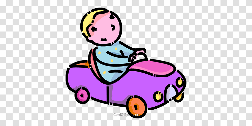 Toddler Playing In His Toy Car Royalty Free Vector Clip Art, Vehicle, Transportation, Kart, Lawn Mower Transparent Png
