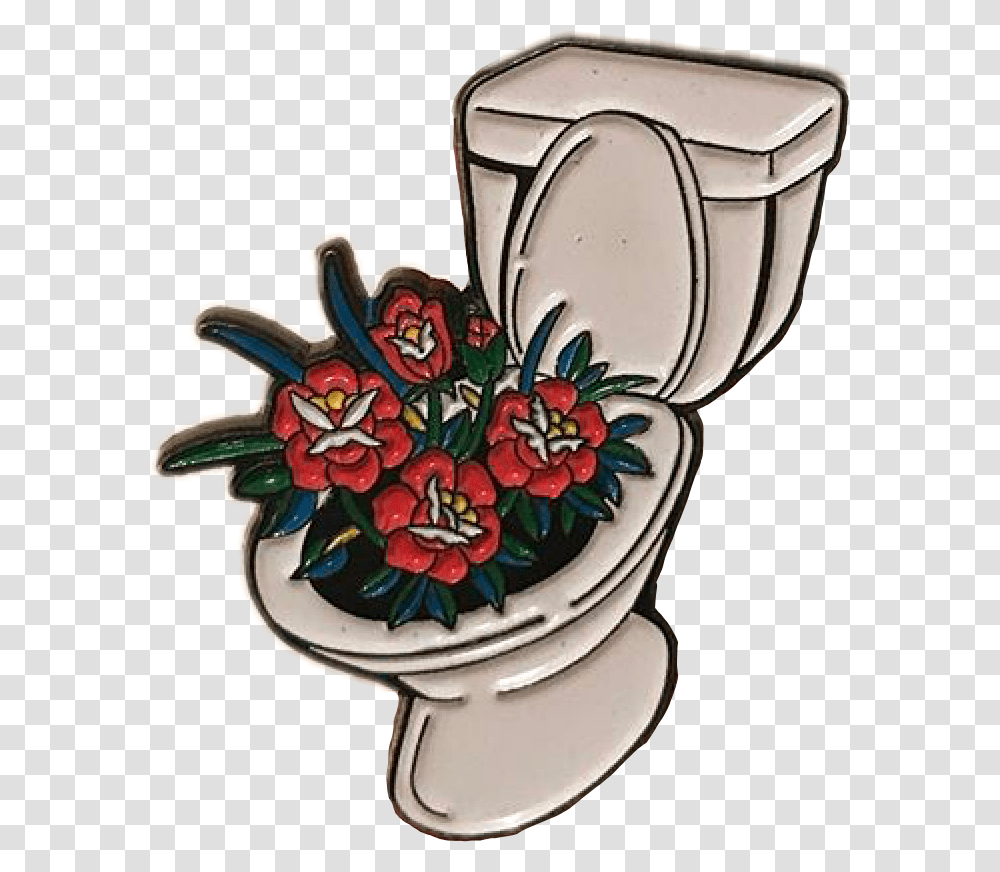 Toilet Flowers Pin Art Grunge Tumblr Icon Trash Grunge Tumblr Stickers, Plant, Blossom, Wedding Cake, Food Transparent Png