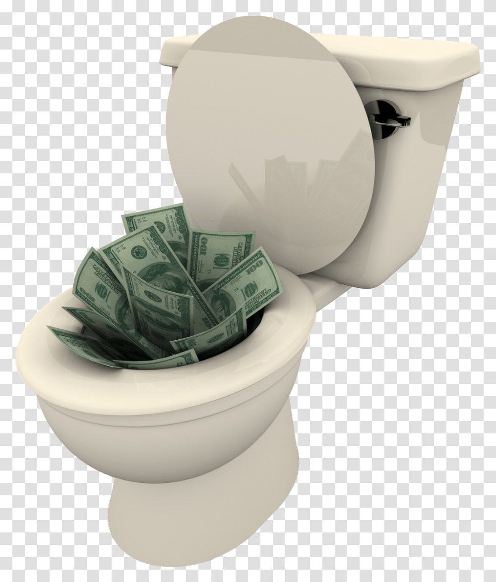 Toilet Seat Money Down Toilet, Room, Indoors, Bathroom, Dollar Transparent Png