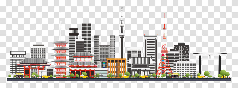 Tokyo Japan Aljanh Tokyo Skyline With Grey Buildings Vector, Urban, City, Town, High Rise Transparent Png