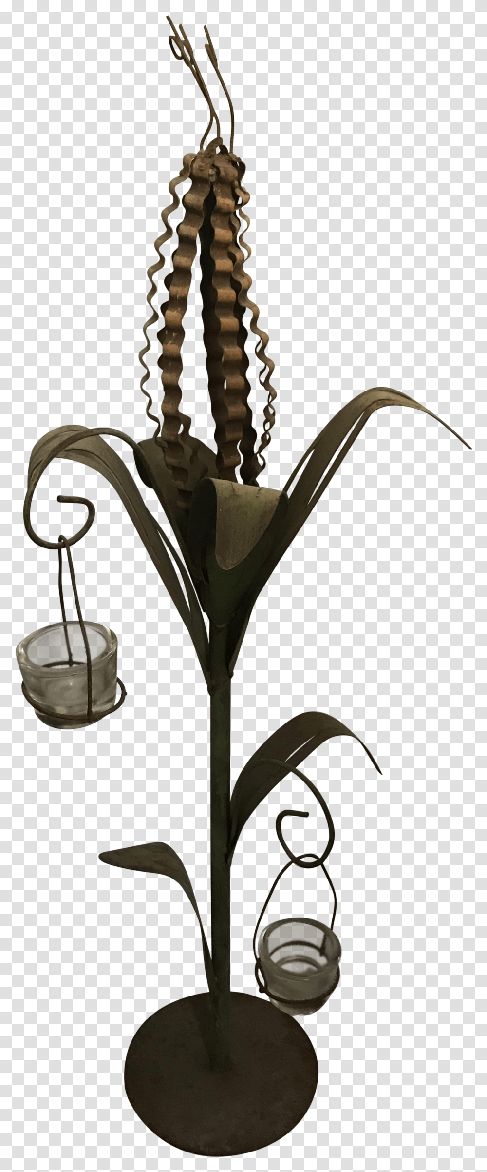 Tole Cornstalk Sculpture Lantern Artificial Flower, Plant, Blossom, Bronze, Jar Transparent Png
