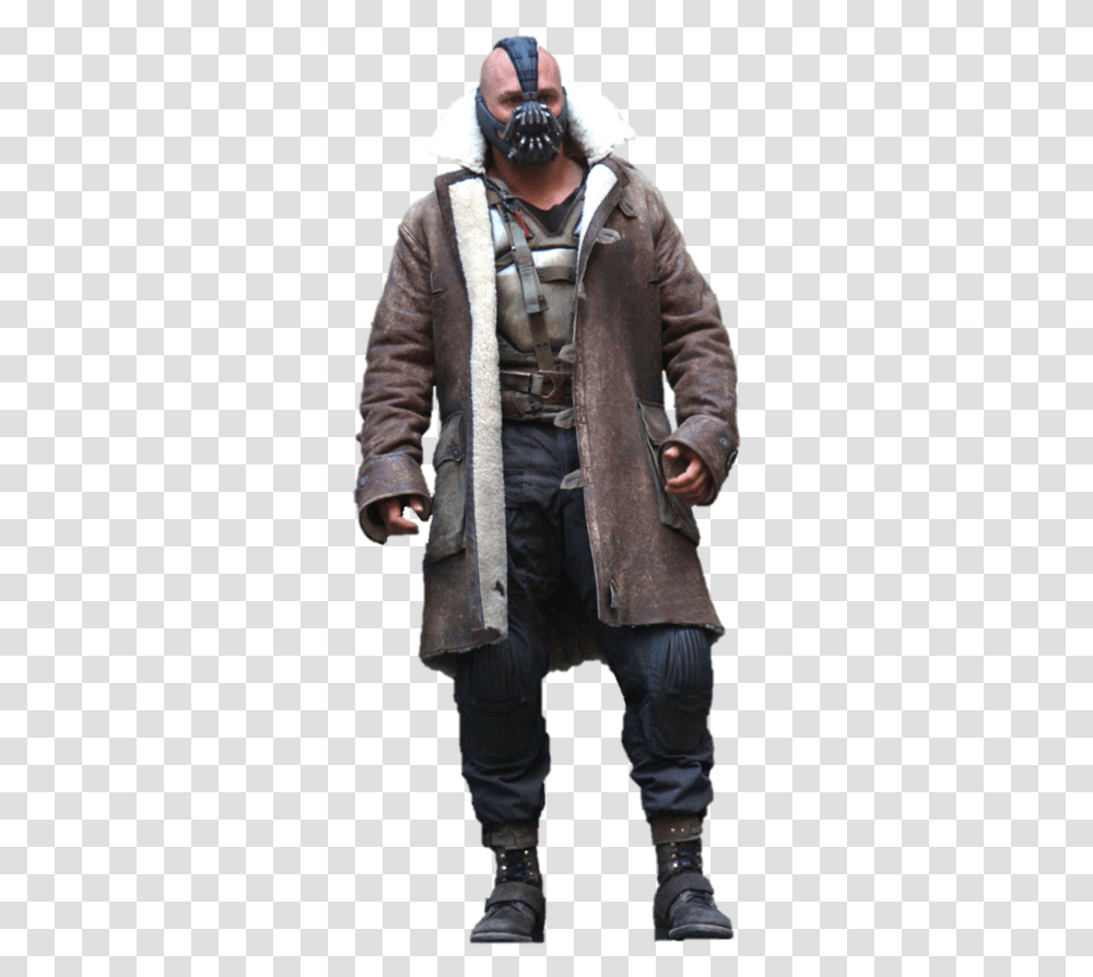 Tom Hardy Bane Leather Jacket, Coat, Overcoat, Person Transparent Png