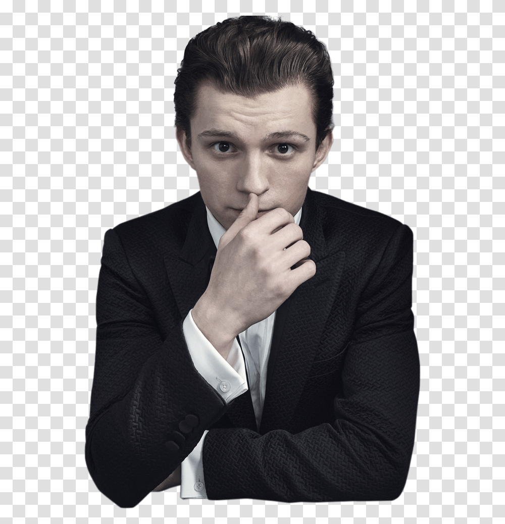 Tom Holland In Suit Clipart Tom Hiddleston And Tom Holland, Overcoat, Apparel, Person Transparent Png