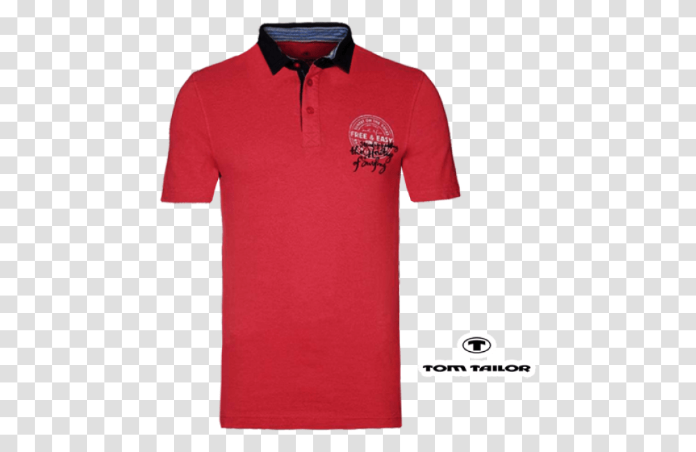 Tom Tailor Red Polo Tshirt With Logo Print Amp Black Polo Shirt, Sleeve, T-Shirt, Person Transparent Png
