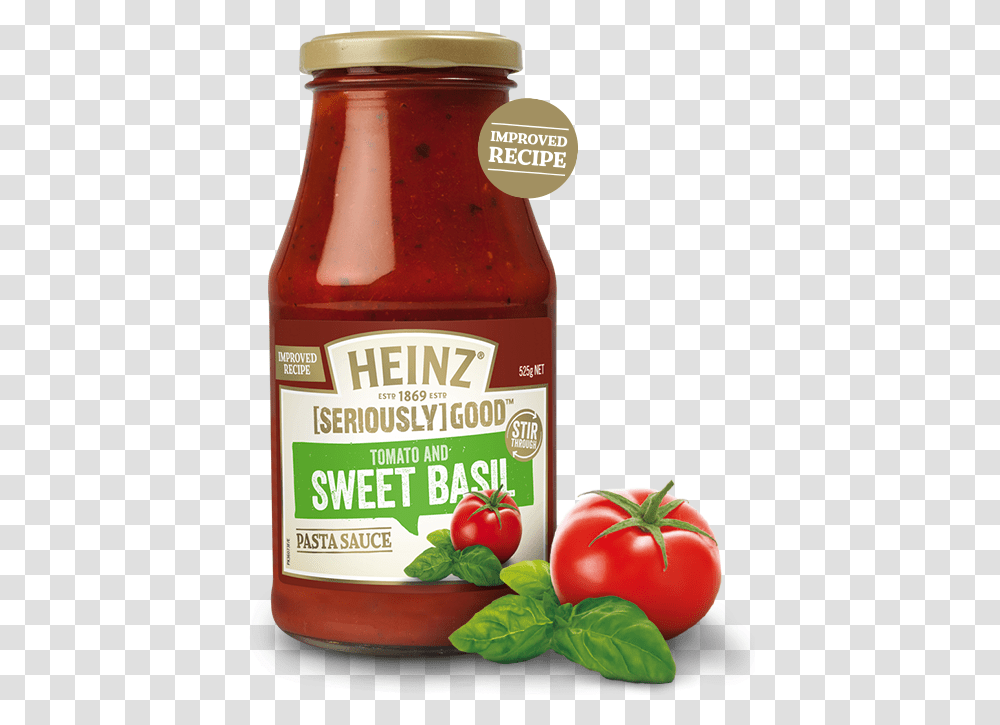 Tomato Amp Basil Pasta Sauce Heinz Pasta Sauce Basil, Ketchup, Food, Plant, Vegetable Transparent Png