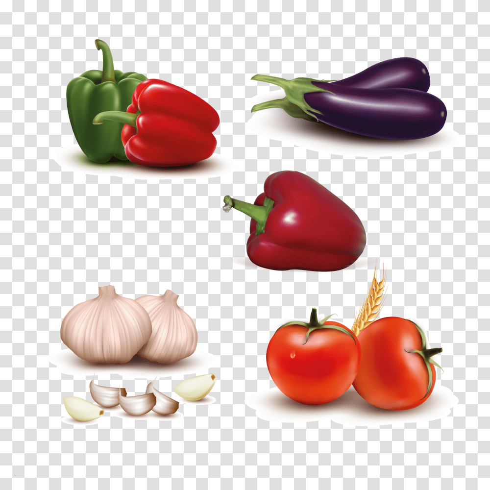 Tomato Garlic Green Pepper, Plant, Vegetable, Food, Bell Pepper Transparent Png
