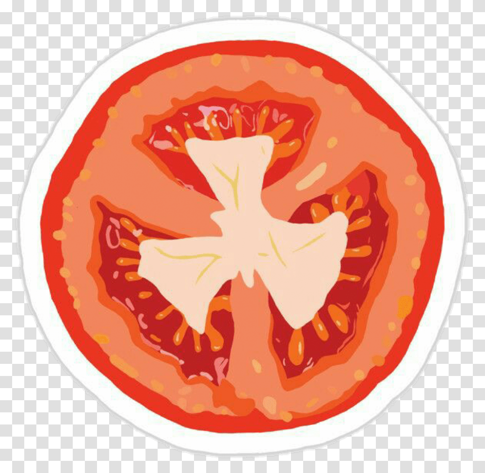 Tomato Sticker Clipart Download Rodaja De Tomate Dibujo, Plant, Grapefruit, Citrus Fruit, Produce Transparent Png