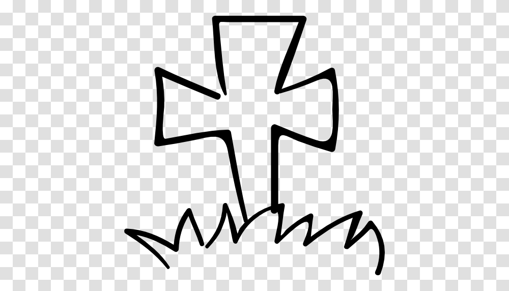 Tomb Cross Outline On Grass, Stencil, Bow, Logo Transparent Png