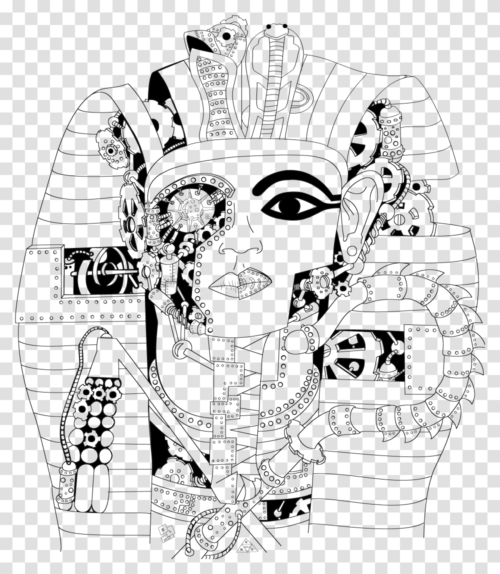 Tomb Drawing King Tut S Picture Free Face Line Drawing Skull, Gray, World Of Warcraft Transparent Png