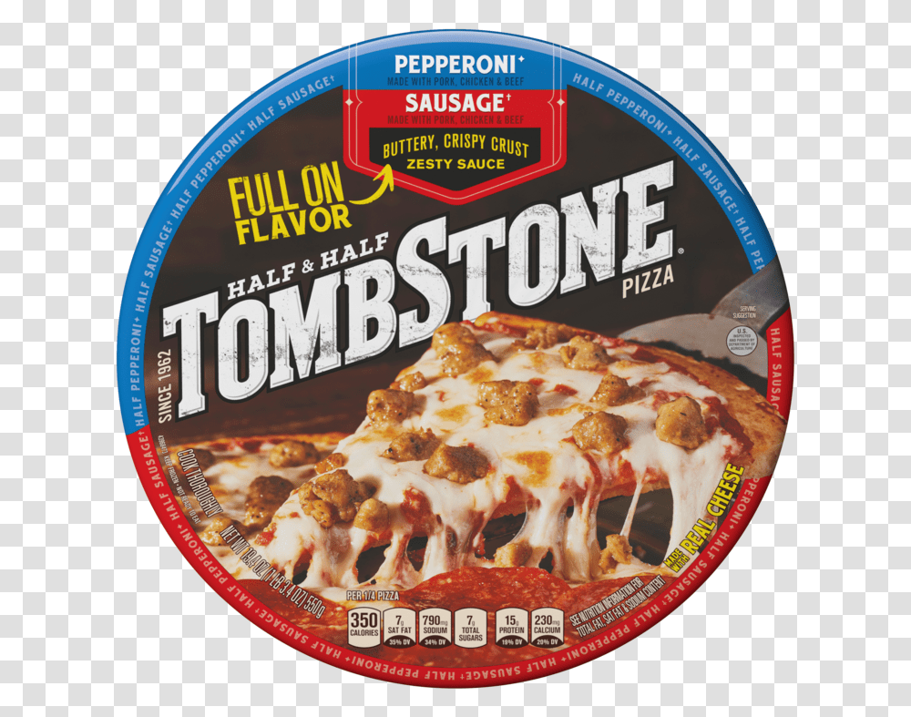 Tombstone Half Amp Half Pepperoni Amp Sausage Frozen Pizza Pizza Cheese, Food, Disk, Dvd, Word Transparent Png