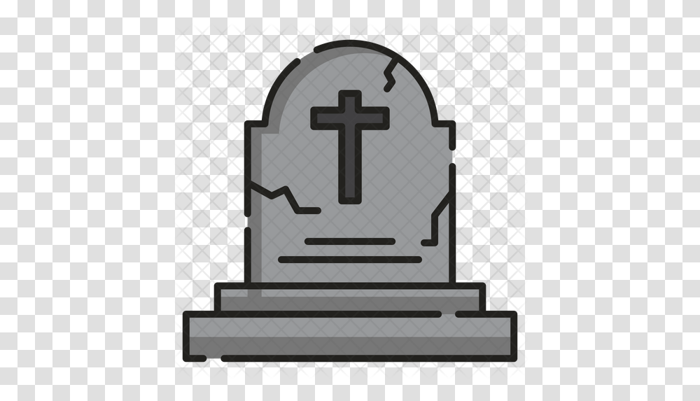 Tombstone Icon Of Colored Outline Style Lapida, Cross, Symbol, Crypt Transparent Png