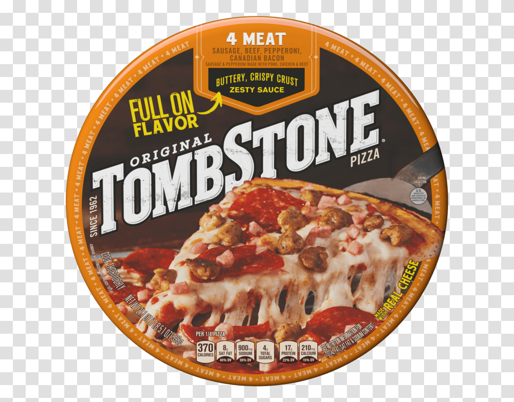 Tombstone Original 4 Meat Frozen Pizza, Food, Label, Dvd Transparent Png