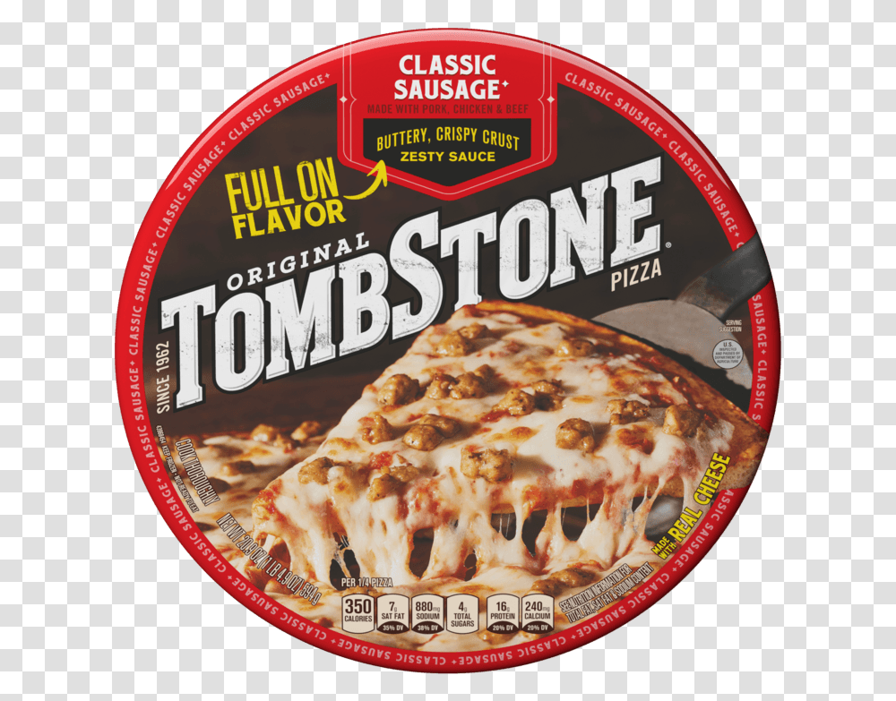 Tombstone Original Classic Sausage Frozen Pizza Tombstone Cheese Pizza, Food, Waffle, Dvd, Disk Transparent Png