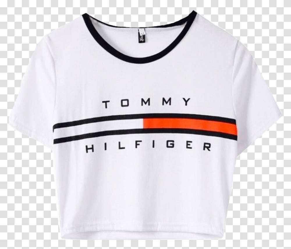 Tommy Hilfiger Tommyhilfiger Top Tshirt White Tommy Hilfiger Crop Shirt, Apparel, T-Shirt, Sweatshirt Transparent Png