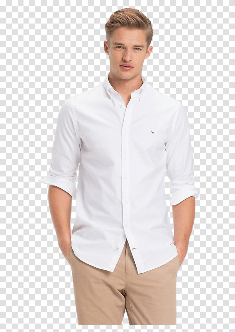 Tommy Stretch Slim Oxford Shirt, Apparel, Dress Shirt, Person Transparent Png