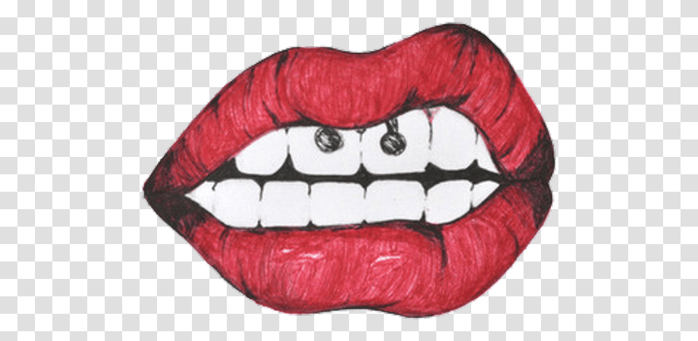 Tongue Clipart Tumblr Lips With Piercing Clipart, Teeth, Mouth, Rug, Scarf Transparent Png