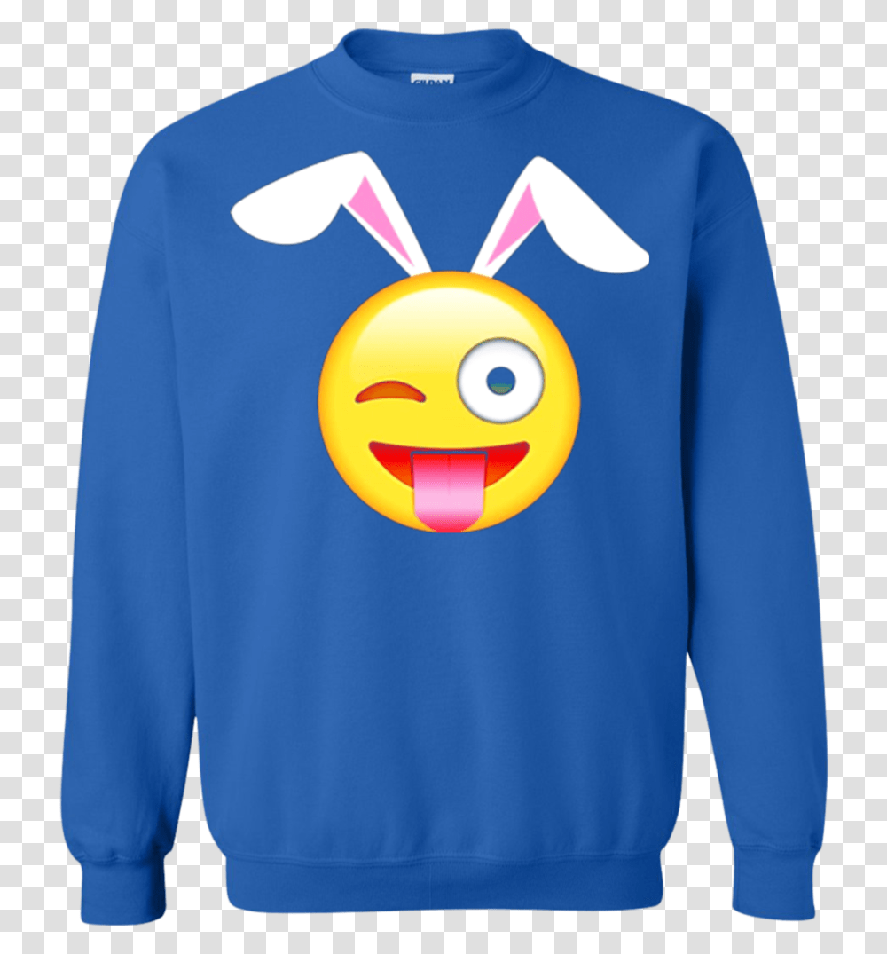 Tongue Out Winking Emoji Easter Bunny Ears Tee Shirt Smiley, Apparel, Sleeve, Long Sleeve Transparent Png