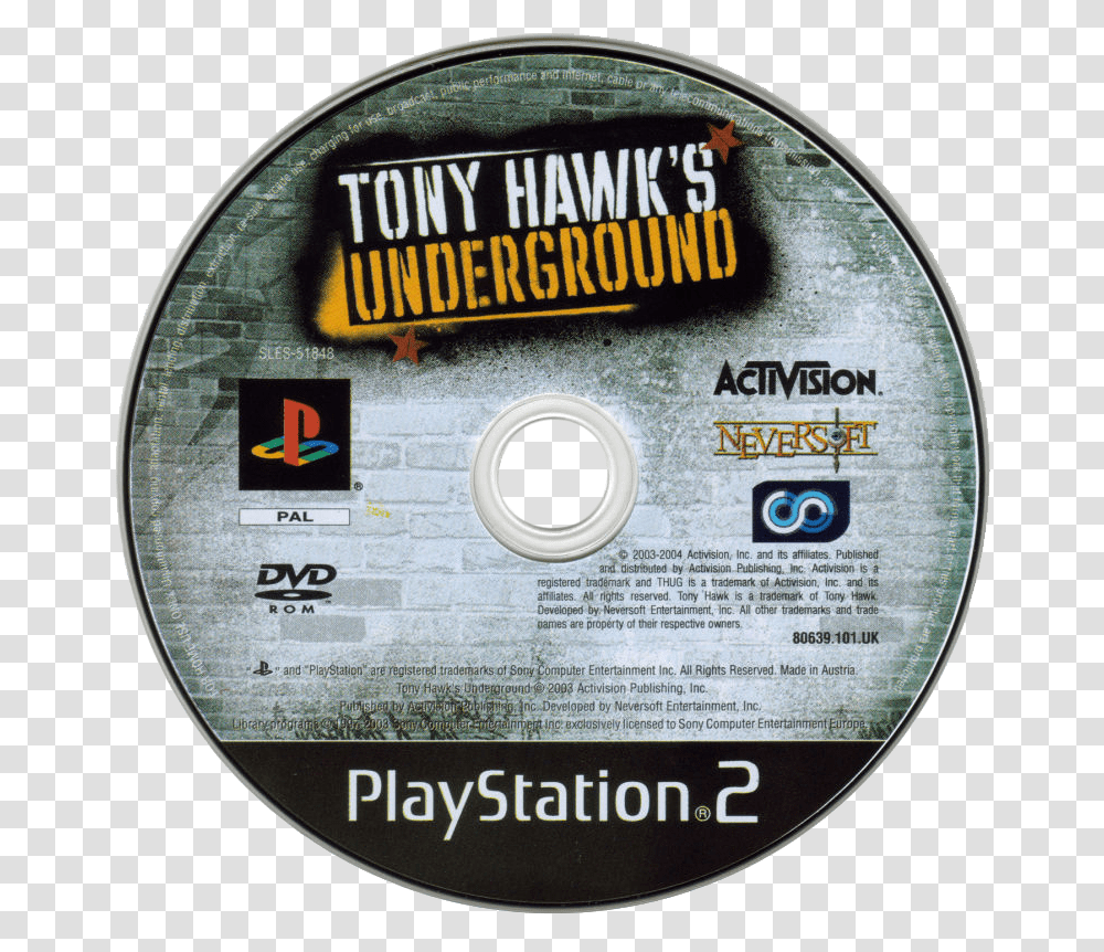 Tony Hawk Underground 2 Cd, Disk, Dvd Transparent Png