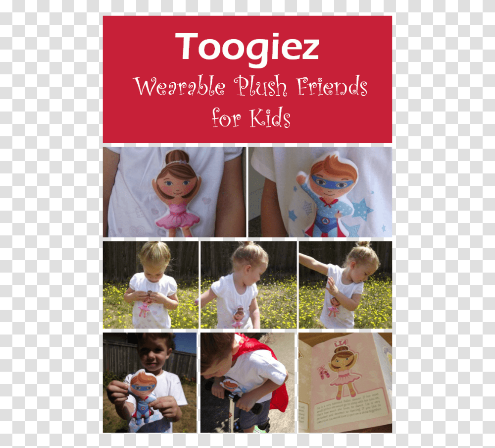 Toogiez Wearable Plush Toys For Kids Review Doces, Person, Doll, Collage, Poster Transparent Png