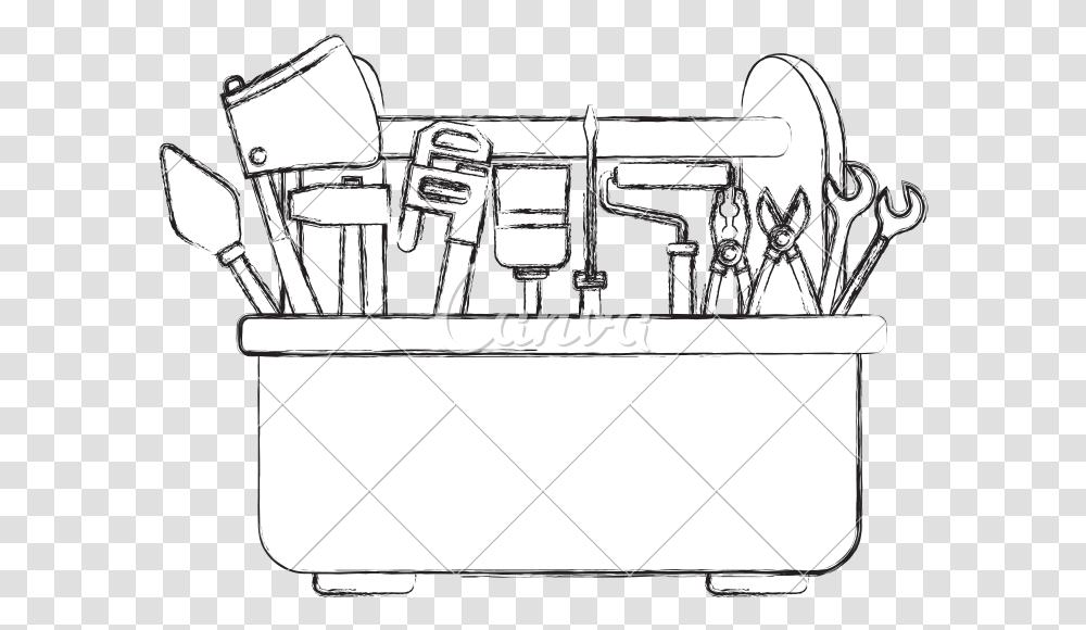 Toolbox Drawing Clipart Line Art, Tub, Bathtub Transparent Png