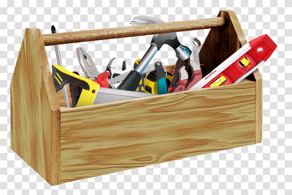 Tools Toolbox Construction Builder Handyman Tools In A Tool Box, Furniture, Plywood, Drawer Transparent Png