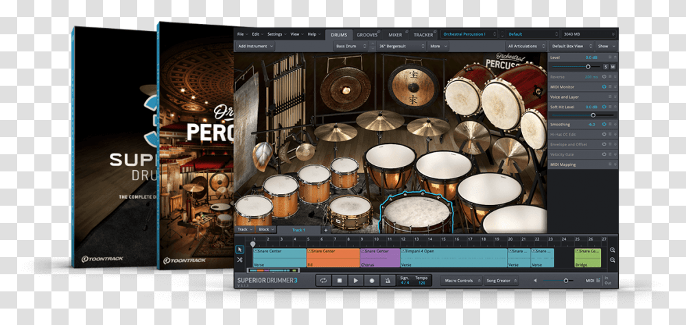 Toontrack Orchestral Percussion, Drum, Musical Instrument, Monitor, Screen Transparent Png