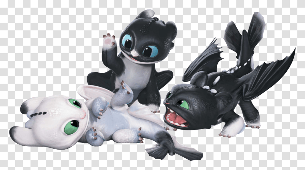 Toothless And Light Fury Babies, Animal, Mammal Transparent Png
