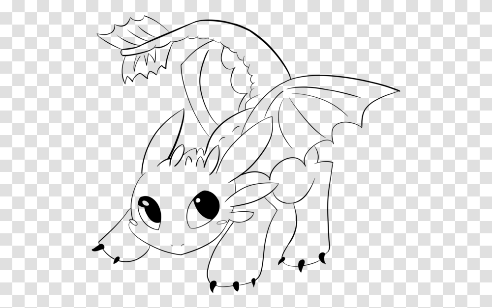 Toothless Lineart By Araly Easy Baby Toothless Drawing, Gray, World Of Warcraft Transparent Png