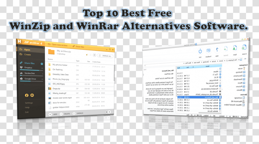 Top 10 Best Free Winzip And Winrar Alternatives Software Computer Program, Page, Word, Electronics Transparent Png