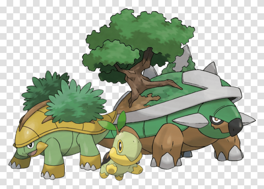 Top 6 Grass Starters In Pokmon Levelskip Video Games Grotle Pokemon, Vegetation, Plant, Drawing, Tree Transparent Png