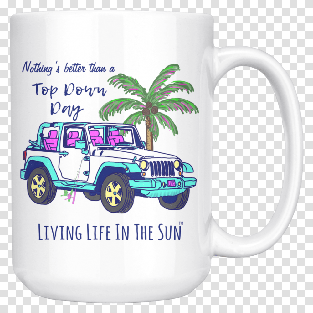 Top Down Day 15oz Ceramic Mug - Living Life In The Sun Mug, Jug, Car, Vehicle, Transportation Transparent Png