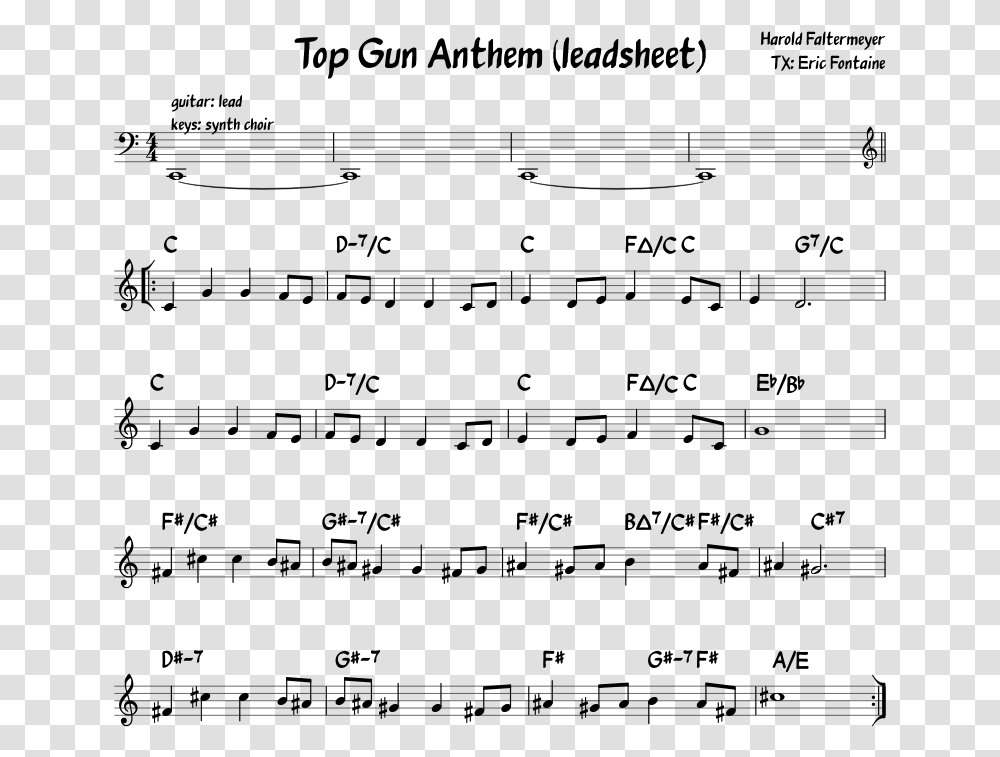 Top Gun Anthem Piano Sheet Music, Gray, World Of Warcraft Transparent Png