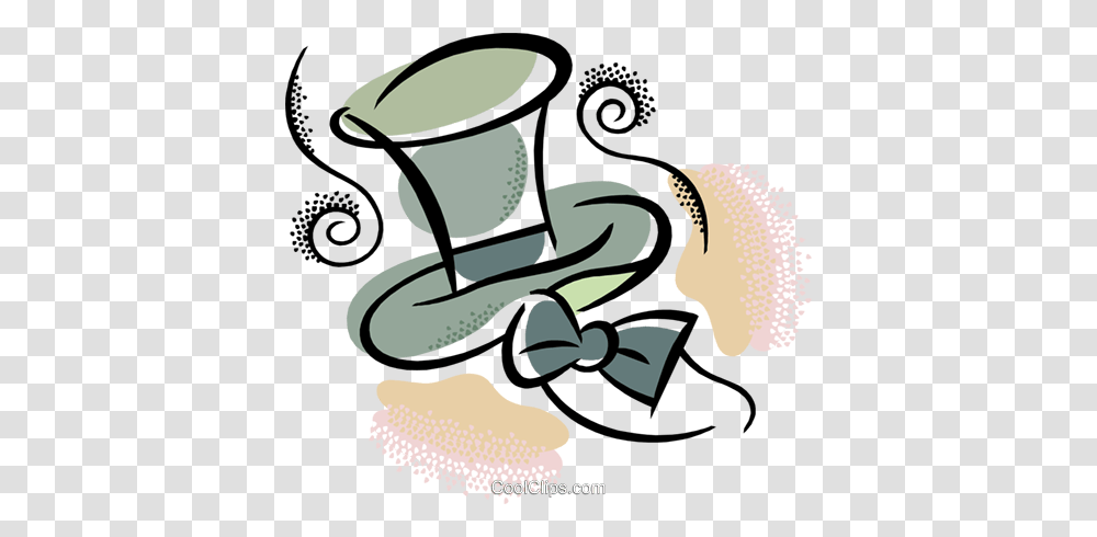 Top Hat And Bow Tie Royalty Free Vector Clip Art Illustration, Drawing, Doodle, Sewing Transparent Png