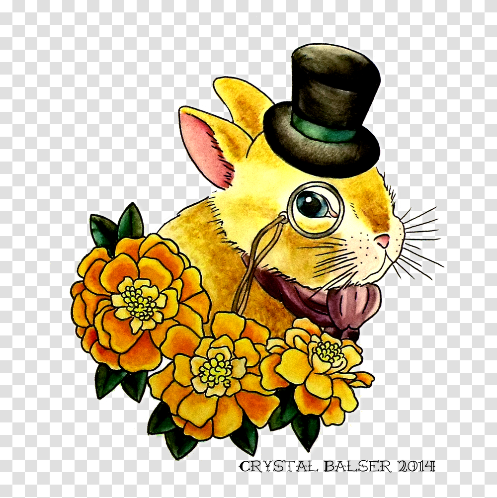 Top Hat Bunny Cartoon, Floral Design, Pattern, Mammal Transparent Png