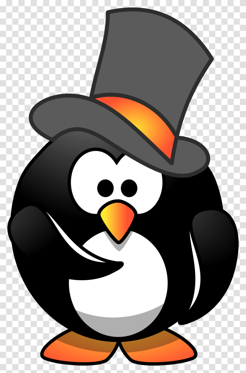 Top Hat Clipart Small Penguin With Hat Cartoon, Bird, Animal, Apparel Transparent Png