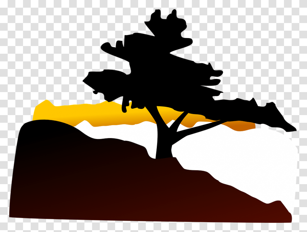 Top Of Grave On Hill With Tree Clipart, Nature, Plant, Outdoors, Sunrise Transparent Png