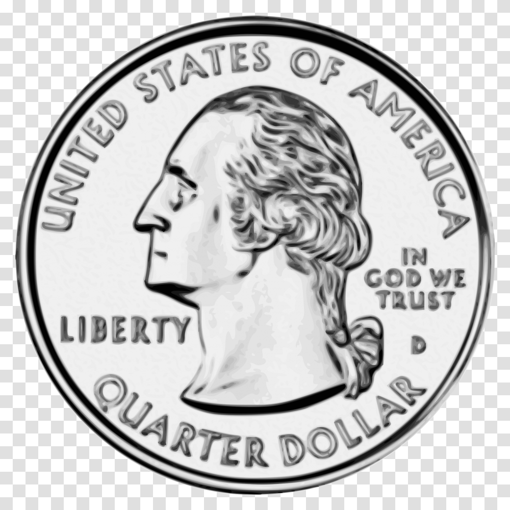 Top Quarter Coin Clipart Cdr Quarter Coin, Person, Human, Money, Poster Transparent Png