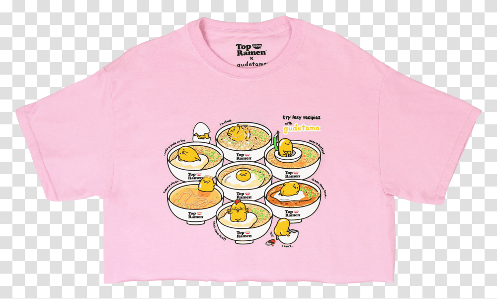 Top Ramen X Gudetama Pink Crop Short Sleeve, Clothing, Apparel, T-Shirt, Text Transparent Png