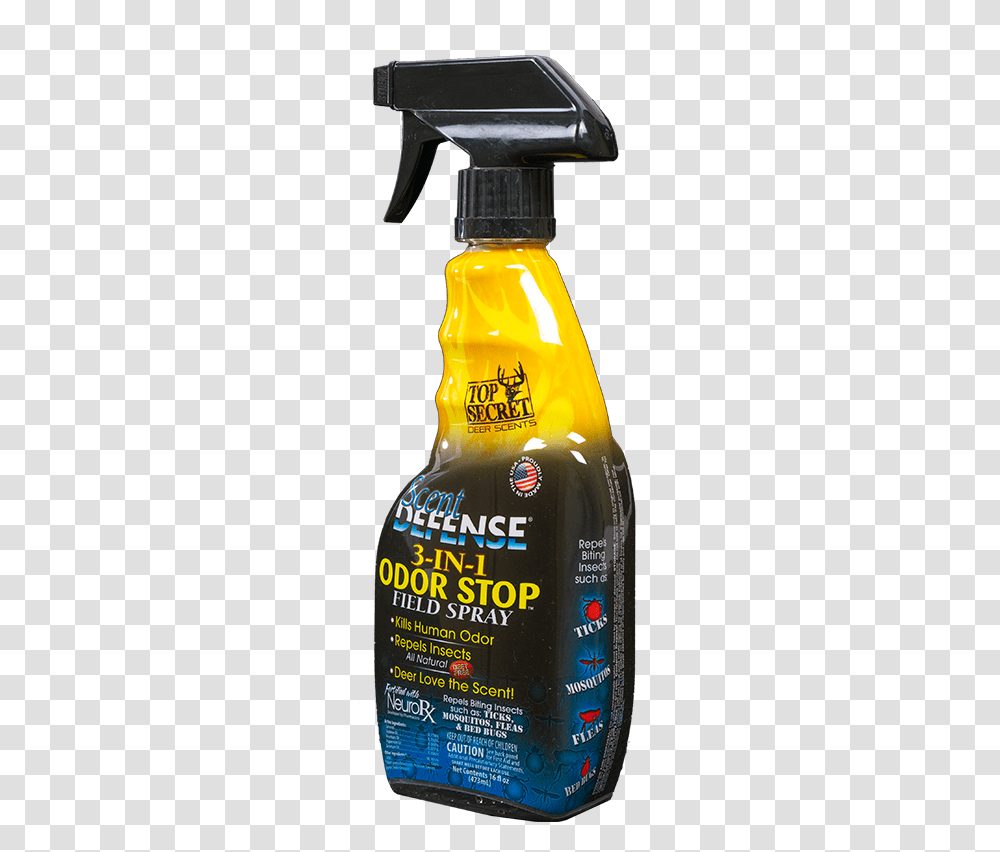 Top Secret Deer Scents Defense Spray Front Angle View Plastic Bottle, Sunscreen, Cosmetics, Beverage, Drink Transparent Png